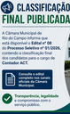 Câmara Municipal divulga classificação final do Processo Seletivo nº 01/2026